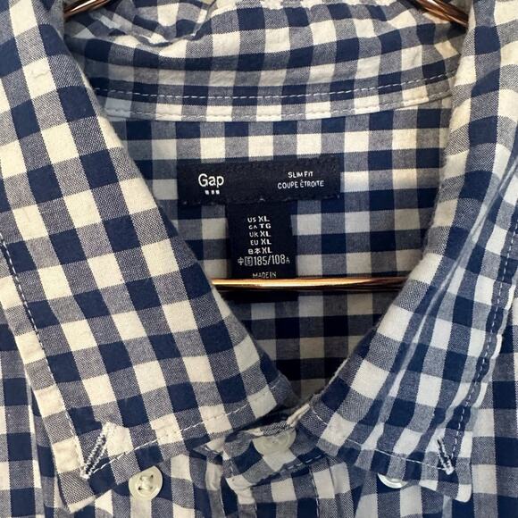 Gap Factory Slim Fit Check Print Long Sleeve Shirt - XL - Picture 2 of 6